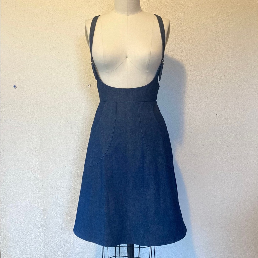 Blue Denim Suspenders Skirt